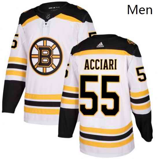 Mens Adidas Boston Bruins 55 Noel Acciari Authentic White Away NHL Jersey